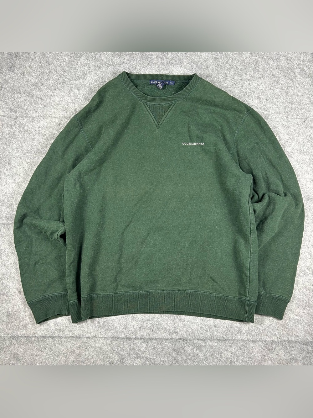 Vintage 90s Club Monaco Embroidered Moss Green Crewneck Sweatshirt Size Medium